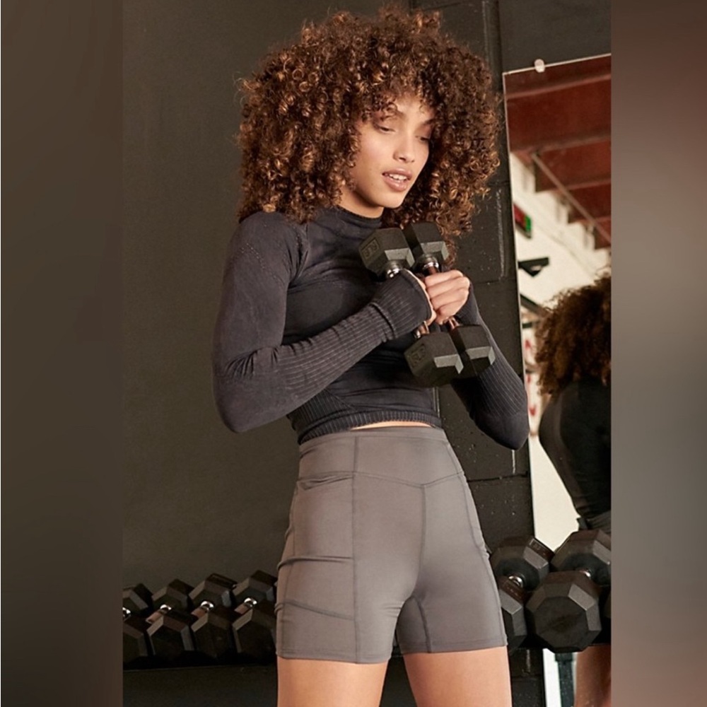 NWT FP Movement by Free People Odessa Bike Shorts in Charcoal -Size Small